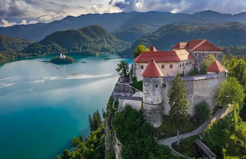 Bled castle built on a rock